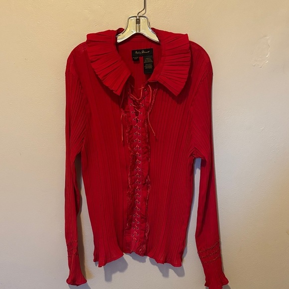 Ashley Stewart Tops - Ashley Stewart Scarlet Lace-Up Blouse